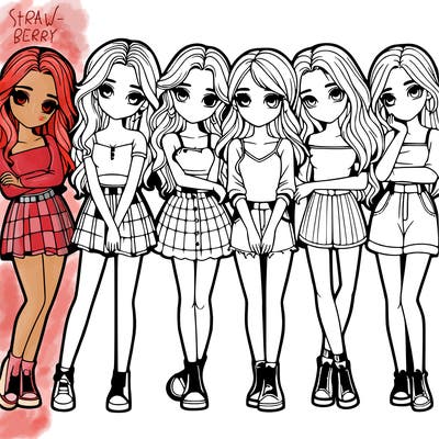 a group of girls realistic