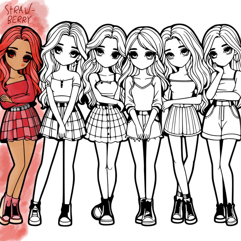 a group of girls realistic