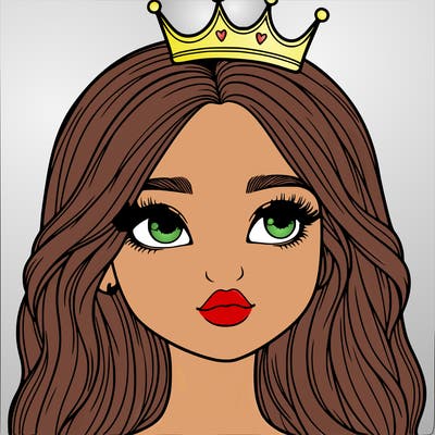 a realistic girl with a crown on