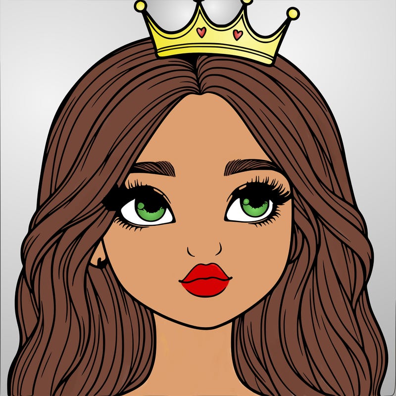 a realistic girl with a crown on