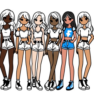 a group of girls wearing crop tops and shorts