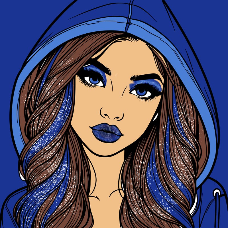 realistic beautiful girl with a hood on