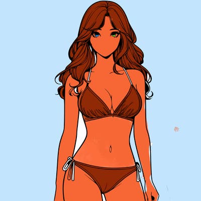 realistic girl with a revealing swimsuit