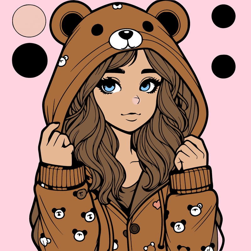 realistic girl in a animal pjs hoodie