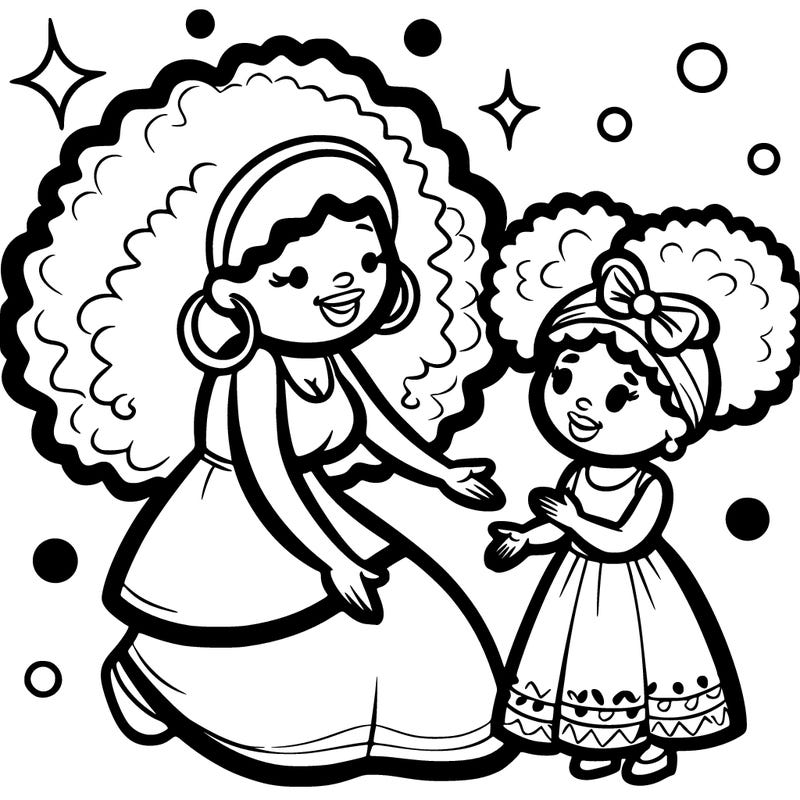 black mom and daughter