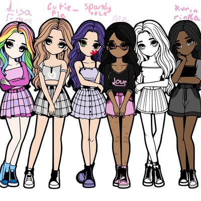 a group of girls realistic