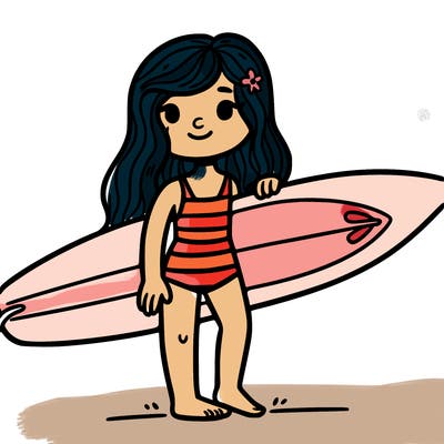 girl with surfboard