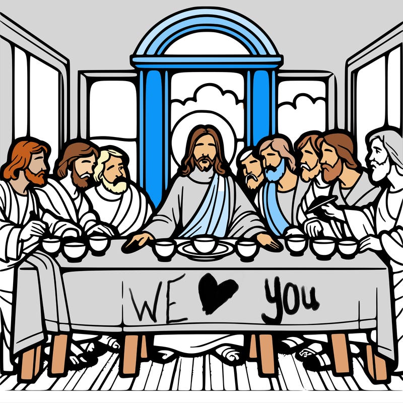 jesus shares the last supper with twelve apostles