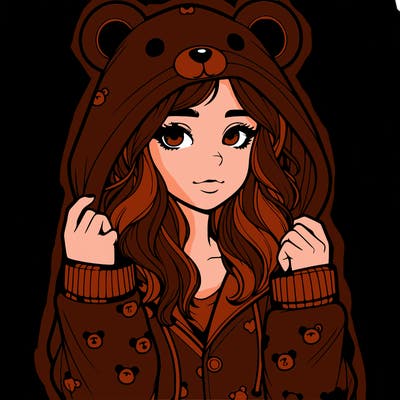 realistic girl in a animal pjs hoodie