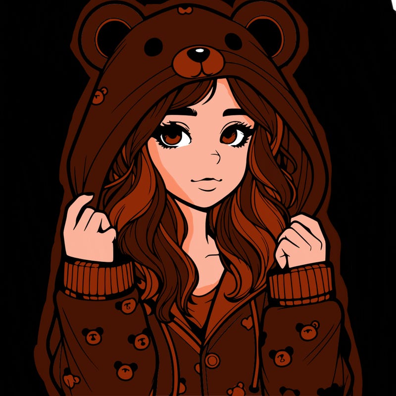 realistic girl in a animal pjs hoodie