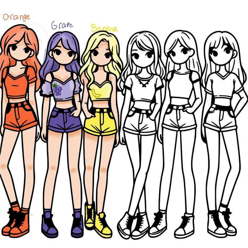 a group of girls wearing crop tops and shorts