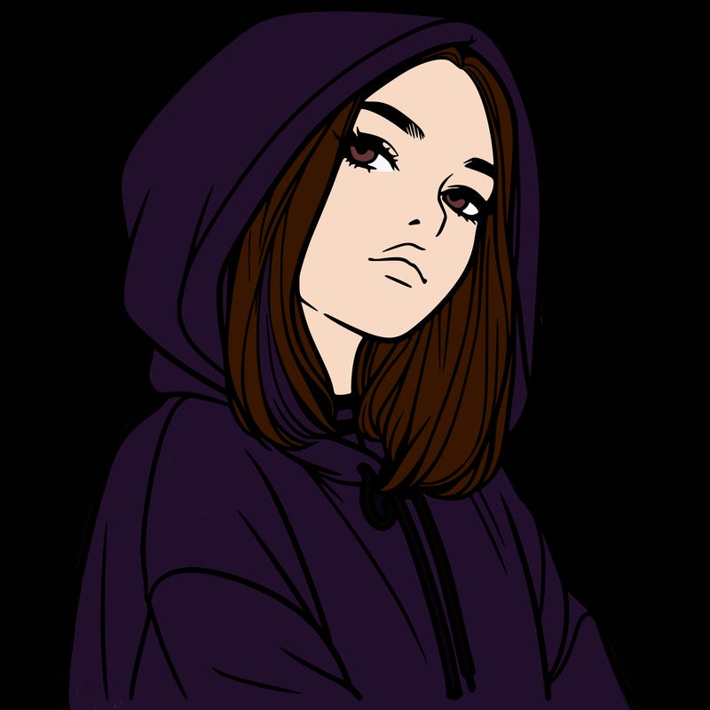 a realistic girl in a hoodie