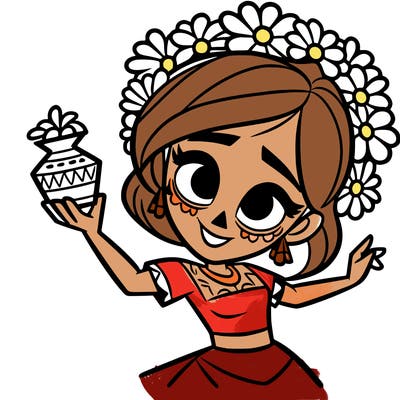 a disney style day of the dead woman.