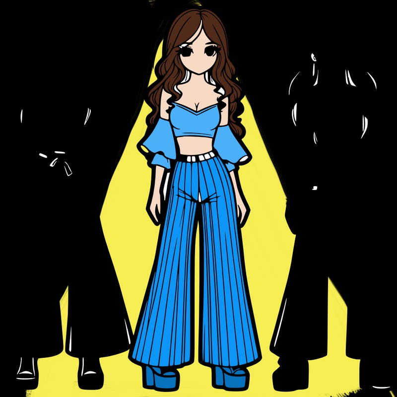 girls with flare pants and crop tops realistic