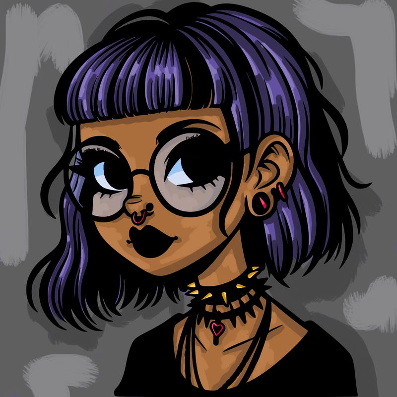 gothic girl with a mullet and glasses
