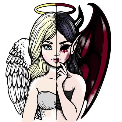 realistic angel half demon