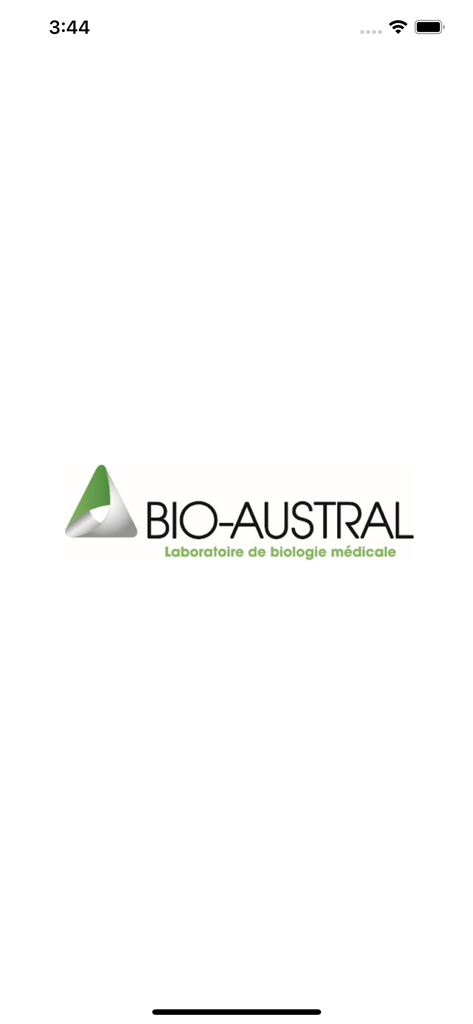 Bio Austral medical laboratory app splash screen with logo