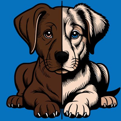 realistic dog split picture