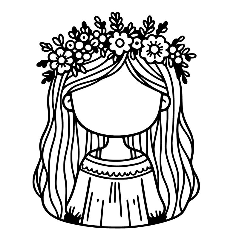 girl with flowers crown faceless tall and cute