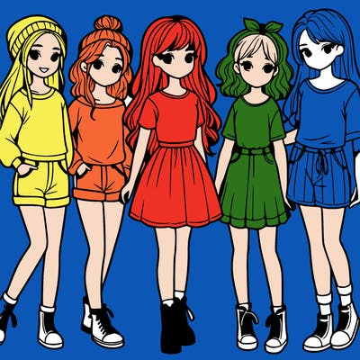 a group of five girls