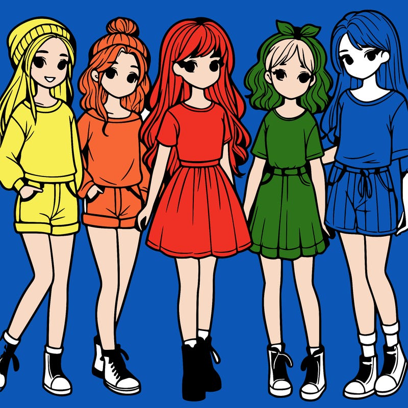 a group of five girls