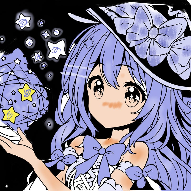 anime girl with magic and stars