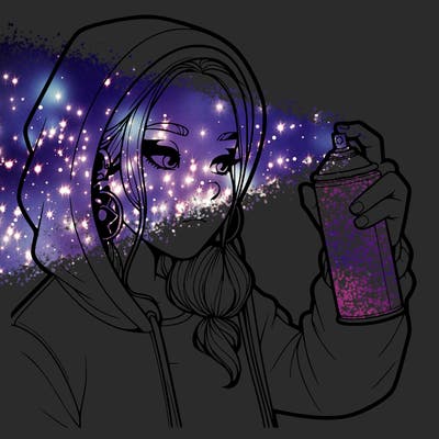 a realistic girl, spray painting