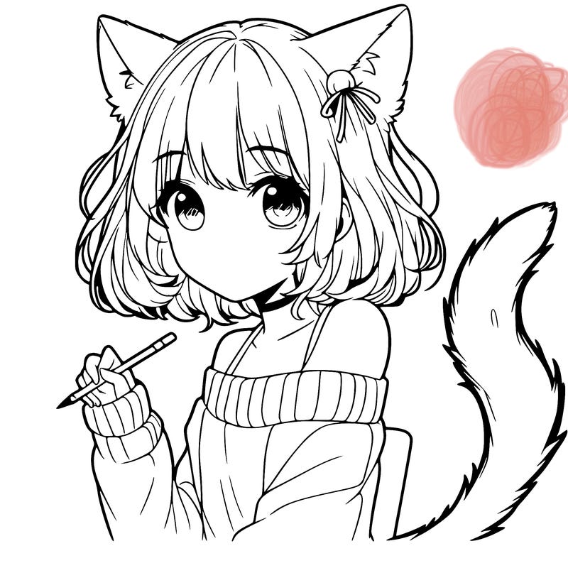girl with cat ears and tail realistic