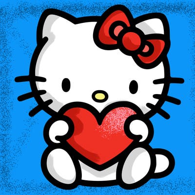 hello kitty holding a heart