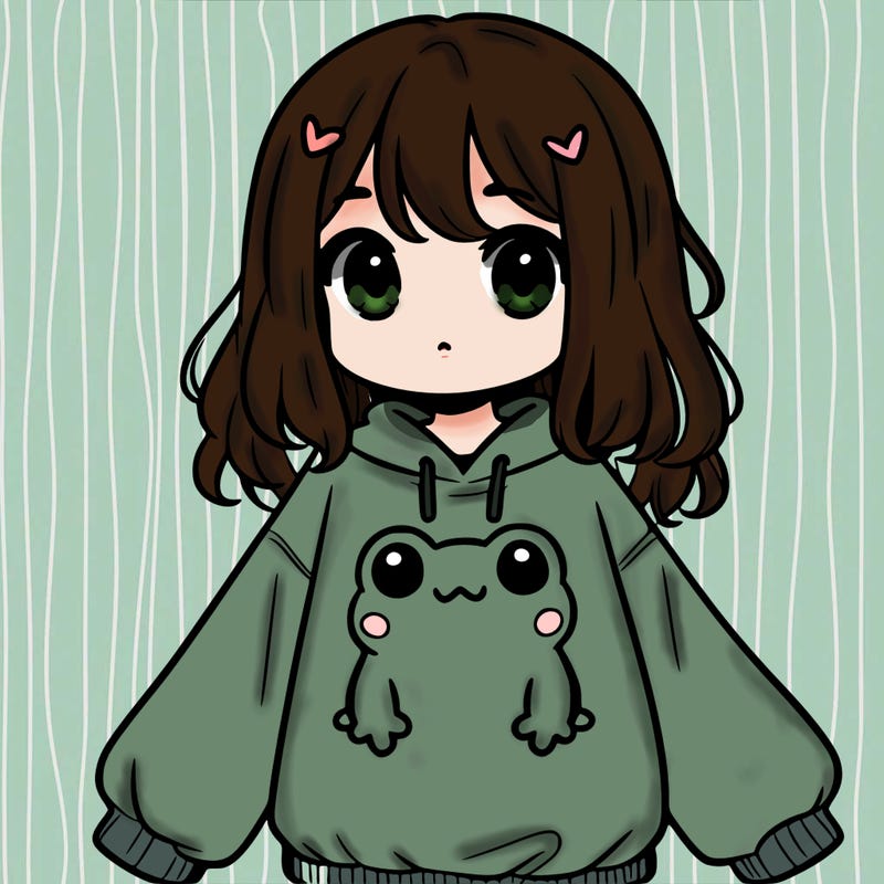 girl wearing frogging sweatshirt