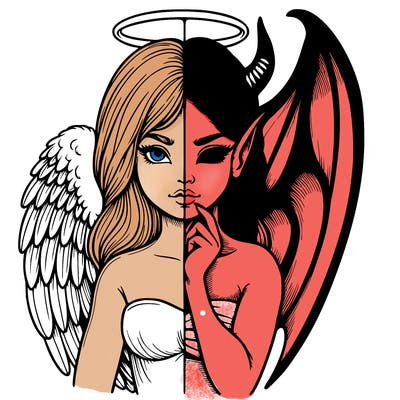 realistic angel half demon