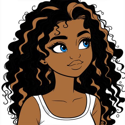 realistic girl with curly hair