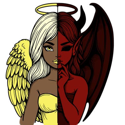 realistic angel half demon