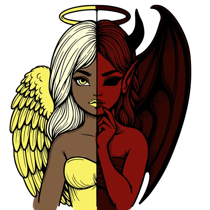 realistic angel half demon