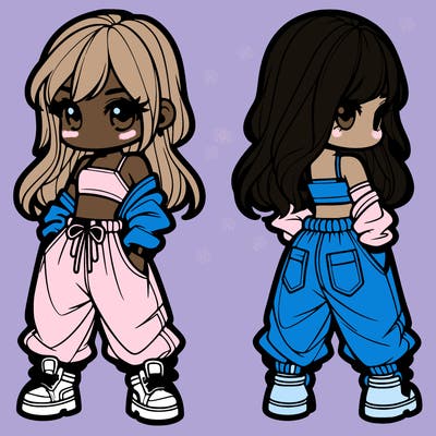 girl in crop top and baggy pants