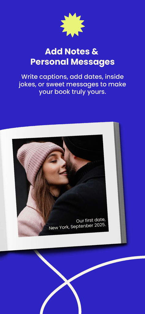 Yolobook - Adding personal notes and dates to a photo book in the Yolobook app.