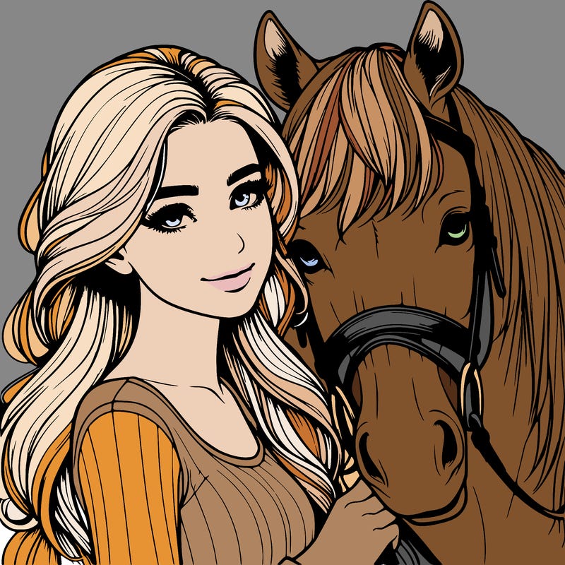 realistic girl with horse