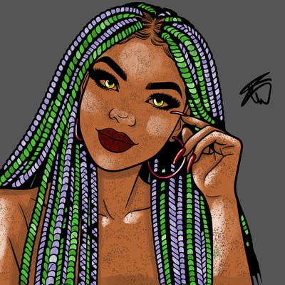 beautiful woman with box braids