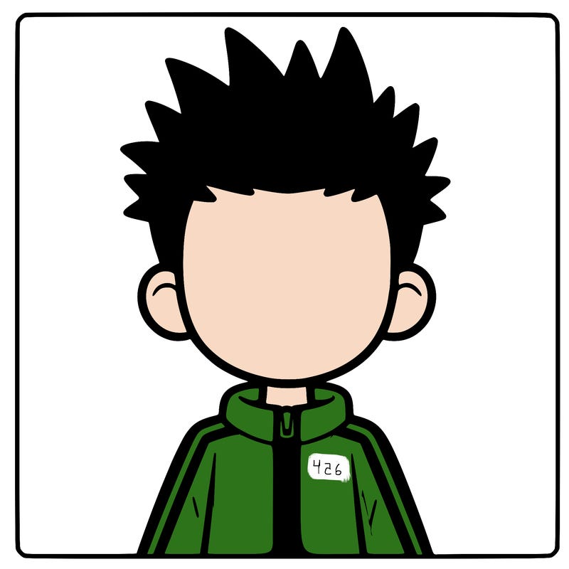 faceless boy in a tracksuit with spikeyhair