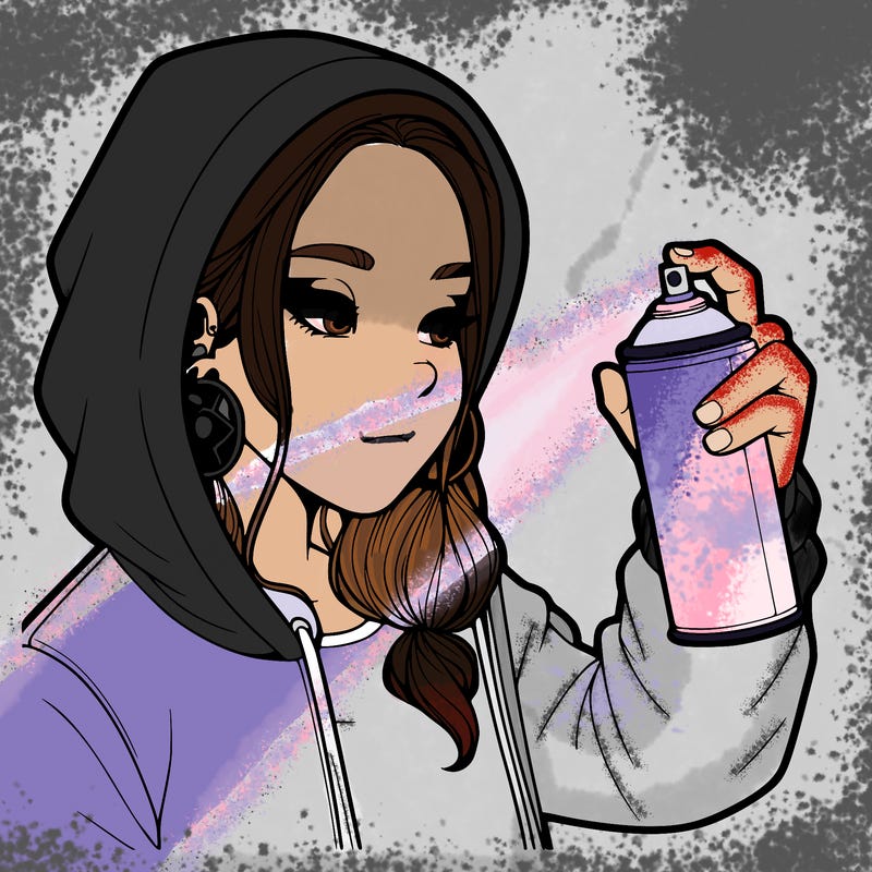 a realistic girl, spray painting