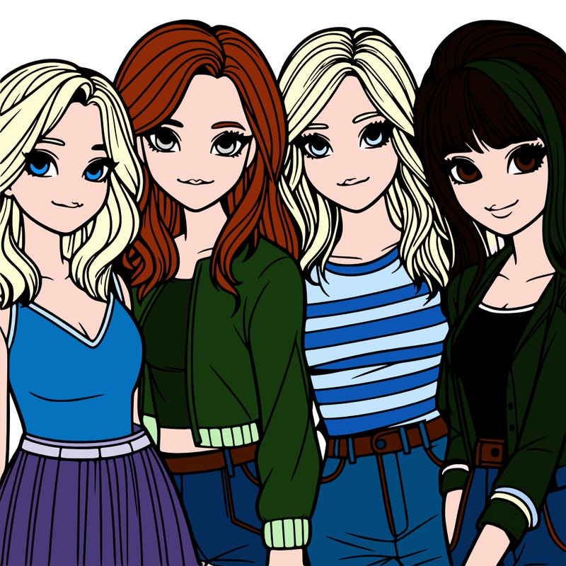 a group of girls realistic