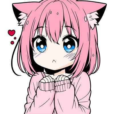 shy anime catgirl