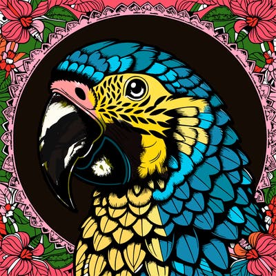 realistic parrot mandala