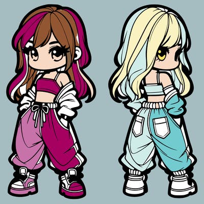 girl in crop top and baggy pants