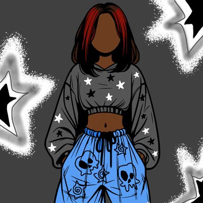 realistic girl faceless with baggy pants and a crop top