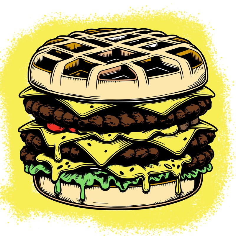 realistic waffle burger