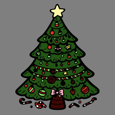 christmas tree with lots of details