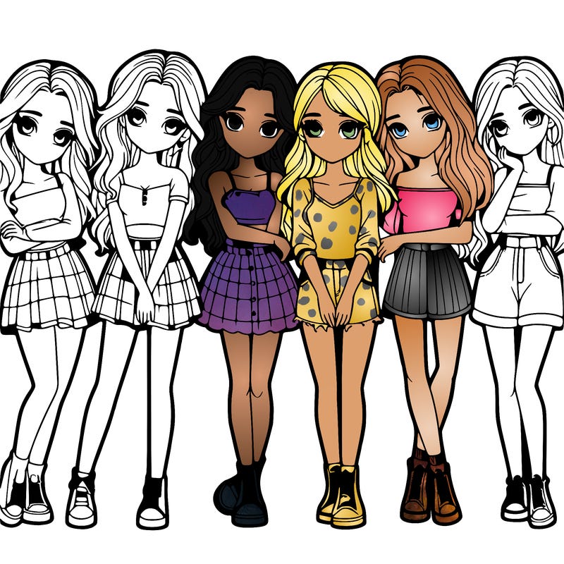 a group of girls realistic