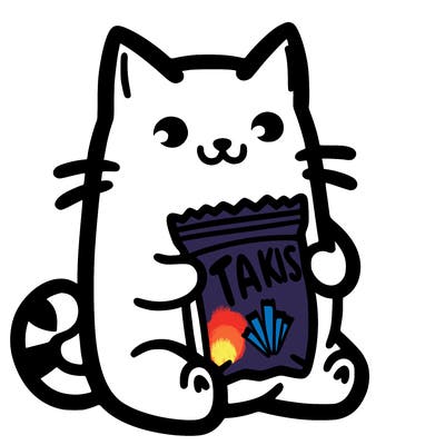 cat with a bag of takis