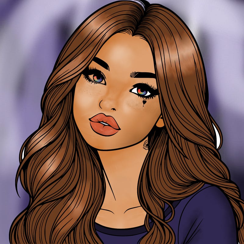 realistic girl with hair on her hair and lips